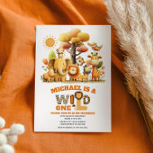 Cute Safari Animals Jungle WILD ONE 1st Birthday  Kaart