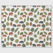 Cute Safari Animals & Leaves Birthday  Cadeaupapier (Vlak)