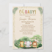 Cute Safari Animals Natuur Beige Baby shower Kaart (Voorkant)
