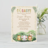 Cute Safari Animals Natuur Beige Baby shower Kaart (Staand voorkant)