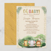 Cute Safari Animals Natuur Beige Baby shower Kaart (Voorkant / Achterkant)
