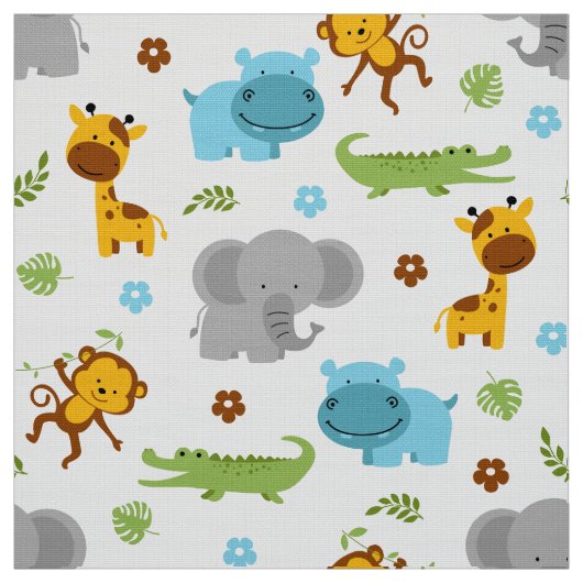 Cute Safari Animals Nursery Fabric Stof (Swatch)