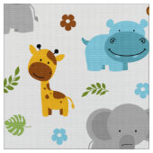 Cute Safari Animals Nursery Fabric Stof (Close Up)