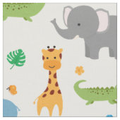 Cute Safari Animals Nursery Fabric Stof (Close Up)