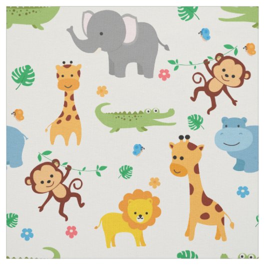 Cute Safari Animals Nursery Fabric Stof (Swatch)