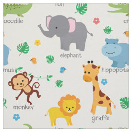 Cute Safari Animals Nursery Fabric Stof