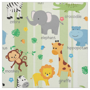 Cute Safari Animals Nursery Fabric Stof