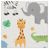 Cute Safari Animals Nursery Fabric Stof (Close Up)