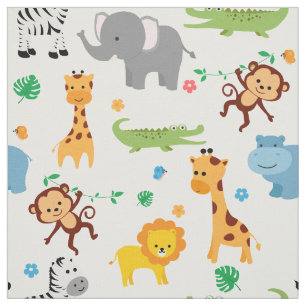 Cute Safari Animals Nursery Fabric Stof