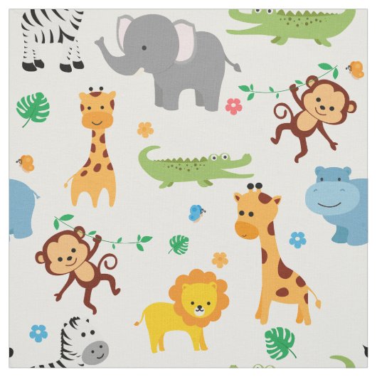 Cute Safari Animals Nursery Fabric Stof (Swatch)