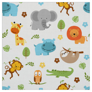 Cute Safari Animals Nursery Fabric Stof