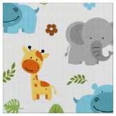 Cute Safari Animals Nursery Fabric Stof (Close Up)