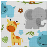 Cute Safari Animals Nursery Fabric Stof (Close Up)