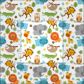 Cute Safari Animals Nursery Fabric Stof (Delen)