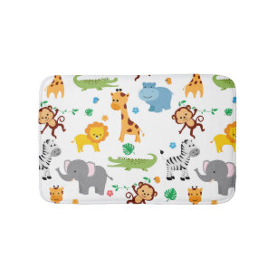 Cute Safari Animals Nursery Pattern Badmat