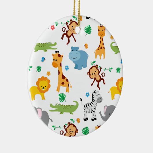 Cute Safari Animals Nursery Pattern Canvas tas Keramisch Ornament (Rechts)