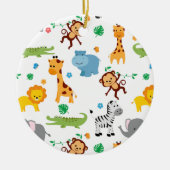 Cute Safari Animals Nursery Pattern Canvas tas Keramisch Ornament (Voorkant)