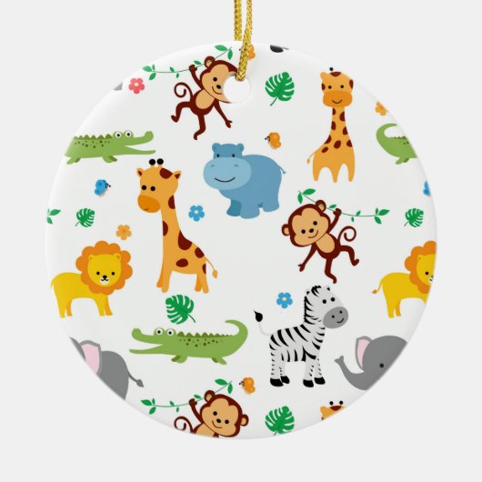 Cute Safari Animals Nursery Pattern Canvas tas Keramisch Ornament (Voorkant)