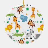 Cute Safari Animals Nursery Pattern Canvas tas Keramisch Ornament (Achterkant)