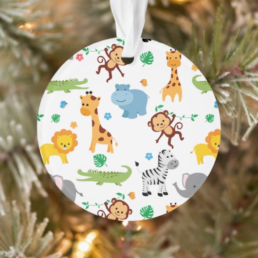Cute Safari Animals Nursery Pattern Canvas tas Ornament (Boom)