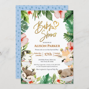 Cute Safari Animals Oerwoud Greenery Baby shower Kaart