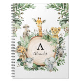 Cute Safari Animals Oerwoud Greenery Boys School Notitieboek (Voorkant)