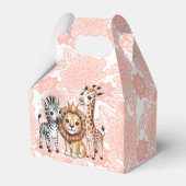 Cute Safari Animals Pink Florals Girl Baby Shower Bedankdoosjes (Achterkant)