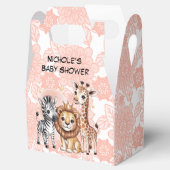 Cute Safari Animals Pink Florals Girl Baby Shower Bedankdoosjes (Geopend)