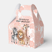 Cute Safari Animals Pink Florals Girl Baby Shower Bedankdoosjes (Voorkant Zijde)