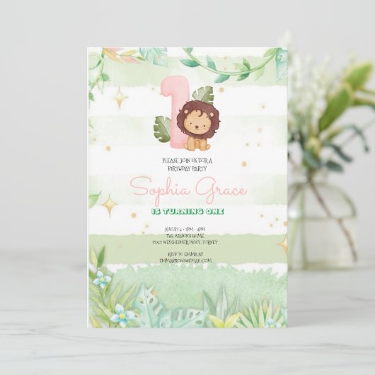 Cute Safari Animals primer cumpleaños Kaart (Staand voorkant)