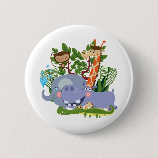 Cute Safari Animals Ronde Button 5,7 Cm (Voorkant)