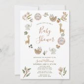 Cute Safari Animals Script Boho Baby shower Kaart (Voorkant)