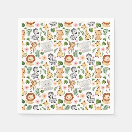 Cute Safari Animals Servet (Voorkant)
