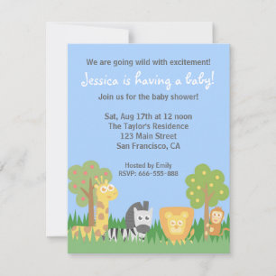 Cute Safari Animals Theme Baby shower Party Kaart