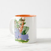 Cute Safari Animals Tweekleurige Koffiemok (Voorkant links)