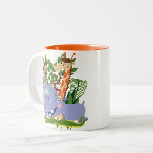 Cute Safari Animals Tweekleurige Koffiemok (Voorkant links)