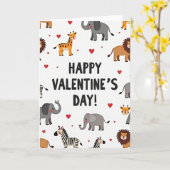 Cute Safari Animals Valentines Day Card Kaart (Gele Bloem)