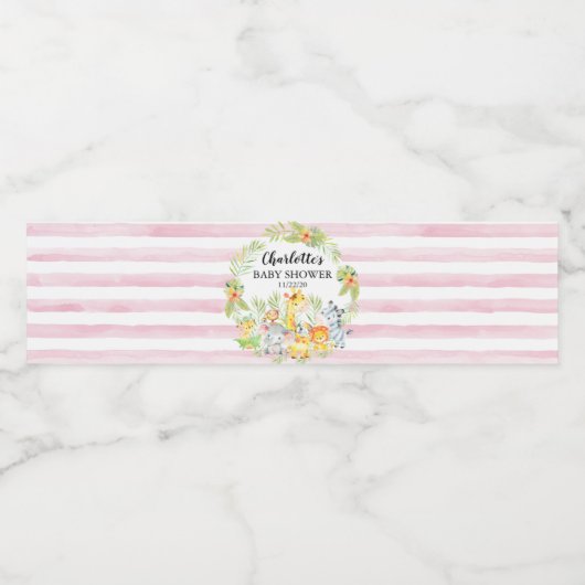 Cute Safari Animals Waterfles Etiket (Enkel label)