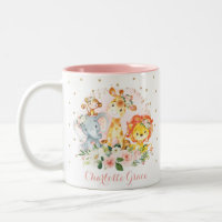 Cute Safari Animals Waterverf Blush Pink Floral
