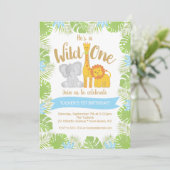 Cute Safari Animals Wild ONE 1st Birthday Kaart (Staand voorkant)