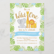 Cute Safari Animals Wild ONE 1st Birthday