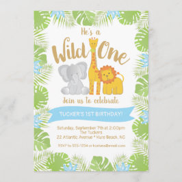Cute Safari Animals Wild ONE 1st Birthday Kaart