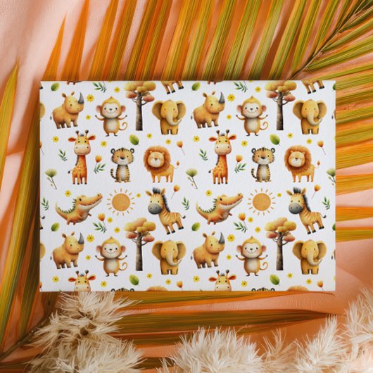 Cute Safari Animals WILD ONE 1st Birthday Photo Kaart