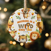 Cute Safari Animals WILD ONE 1st Birthday Photo Keramisch Ornament
