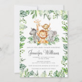 Cute Safari Animals Wild One Baby shower Kaart (Voorkant)