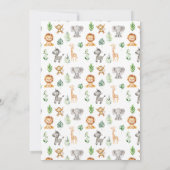 Cute Safari Animals Wild One Baby shower Kaart (Achterkant)