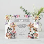 Cute Safari Animals Wild One Boy Baby shower Dank Bedankkaart (Staand voorkant)