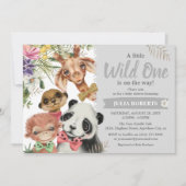 Cute Safari Animals Wild One Boy Baby shower Kaart (Voorkant)