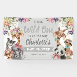 Cute Safari Animals Wild One Boy Baby shower Spandoek