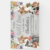 Cute Safari Animals Wild One Boy Baby shower Spandoek (Verticaal)